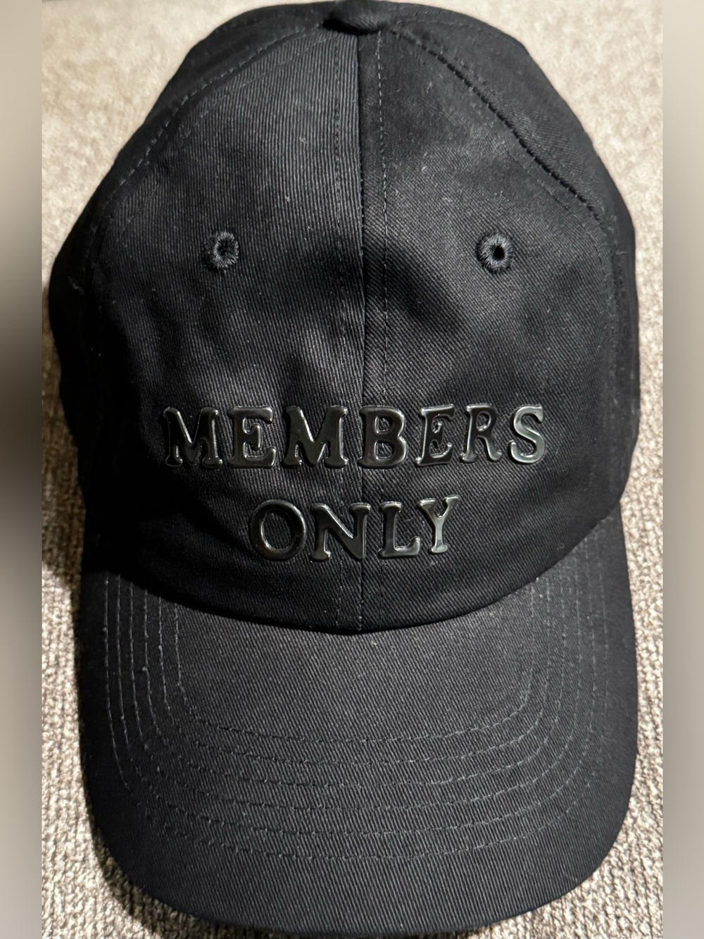 Members Only Black Embossed Logo Baseball Cap